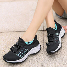 Load image into Gallery viewer, Ortho Stretch Knit Cushion Shoes - Black Sky Blue
