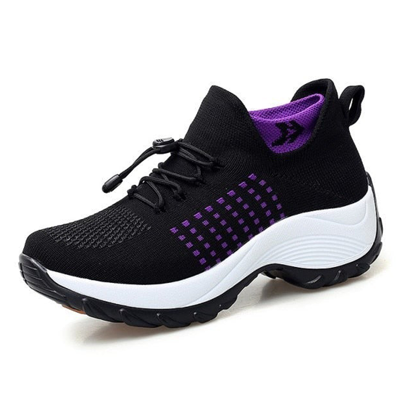 Ortho Stretch Knit Cushion Shoes - Black Purple