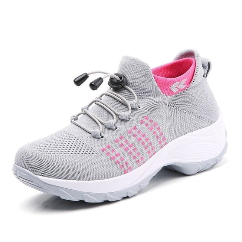 Ortho Stretch Knit Cushion Shoes - Gray Pink