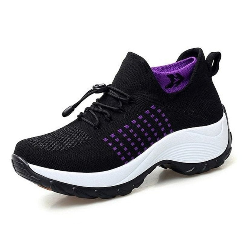 Non-Slip Healthcare Worker Ortho Stretch Cushion Shoes - Black Purple